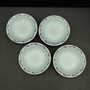 Pyrex Double Tough Ruby Scroll Maroon Hook Dessert Fruit Sauce Berry Bowls